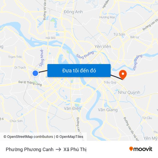 Phường Phương Canh to Xã Phú Thị map