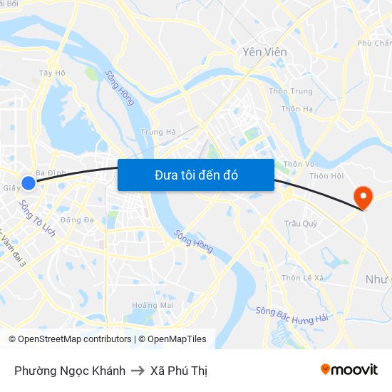 Phường Ngọc Khánh to Xã Phú Thị map