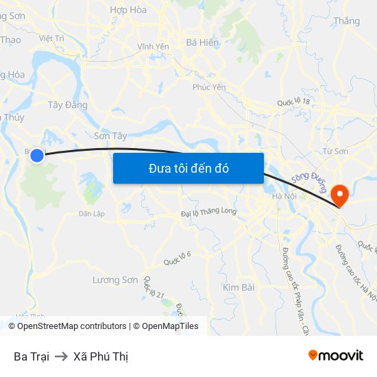 Ba Trại to Xã Phú Thị map