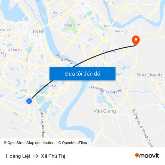 Hoàng Liệt to Xã Phú Thị map
