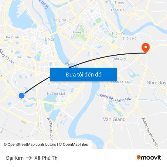 Đại Kim to Xã Phú Thị map