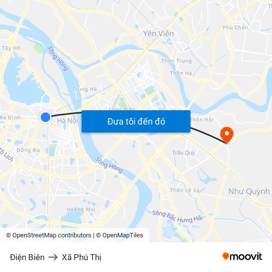 Điện Biên to Xã Phú Thị map