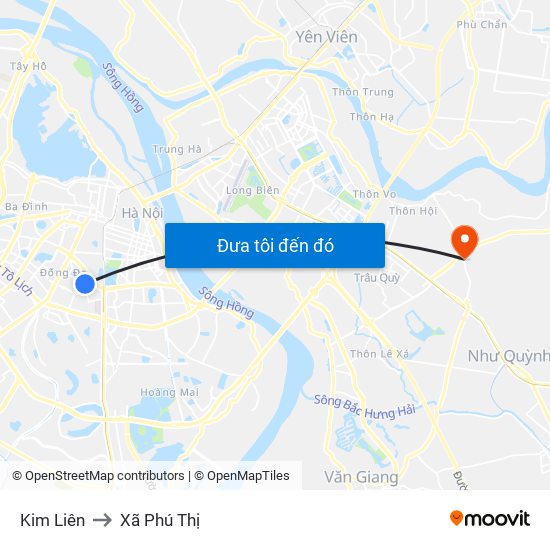 Kim Liên to Xã Phú Thị map