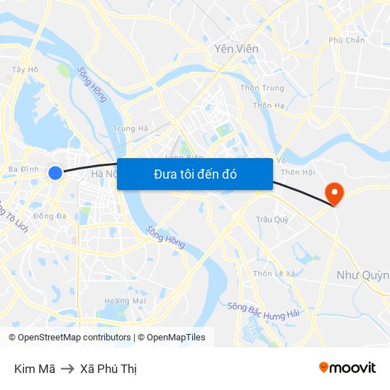 Kim Mã to Xã Phú Thị map