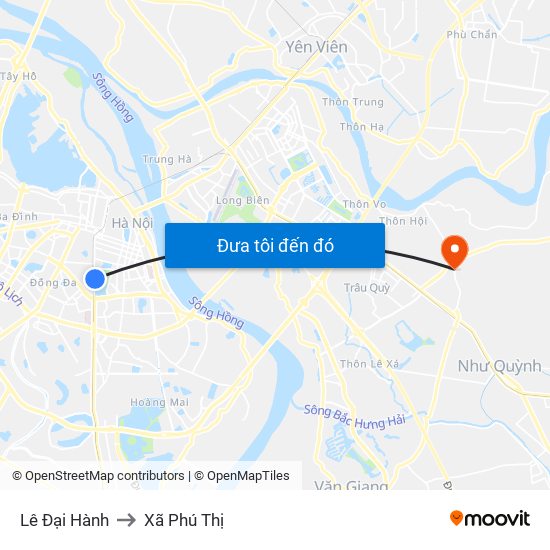 Lê Đại Hành to Xã Phú Thị map