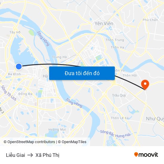 Liễu Giai to Xã Phú Thị map