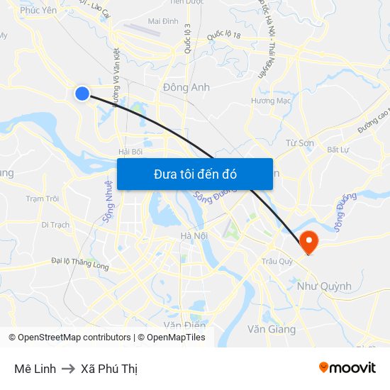 Mê Linh to Xã Phú Thị map