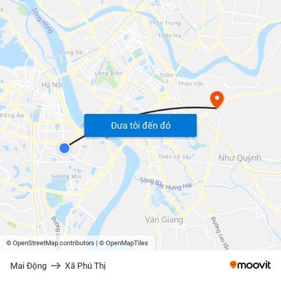 Mai Động to Xã Phú Thị map