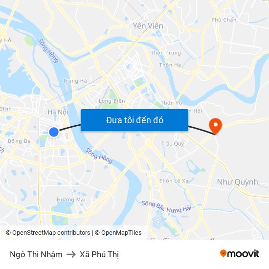 Ngô Thì Nhậm to Xã Phú Thị map