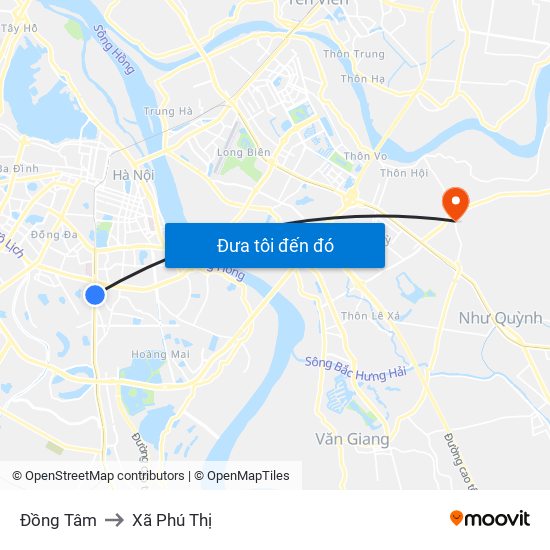 Đồng Tâm to Xã Phú Thị map