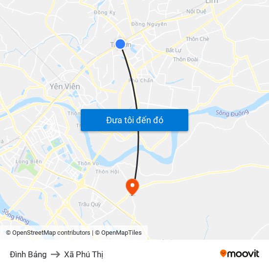 Đình Bảng to Xã Phú Thị map