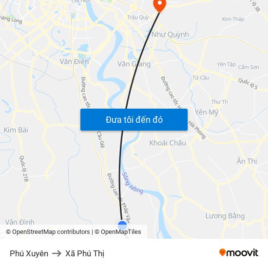 Phú Xuyên to Xã Phú Thị map