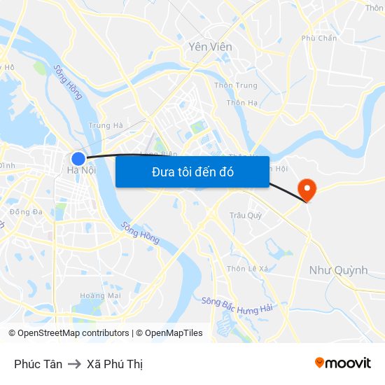 Phúc Tân to Xã Phú Thị map