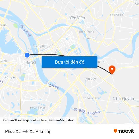 Phúc Xá to Xã Phú Thị map