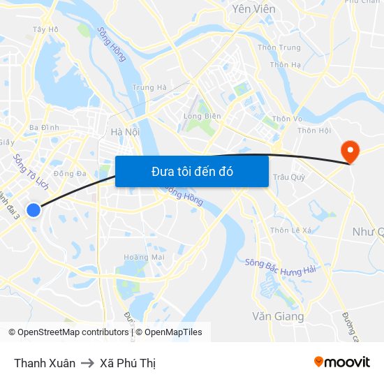 Thanh Xuân to Xã Phú Thị map