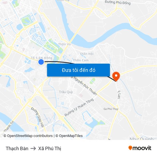 Thạch Bàn to Xã Phú Thị map