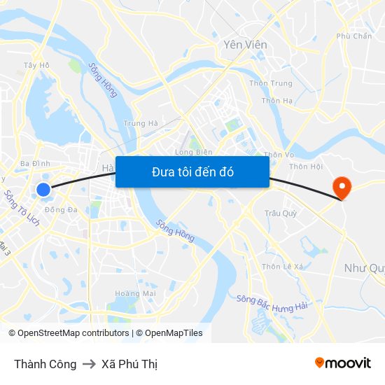 Thành Công to Xã Phú Thị map