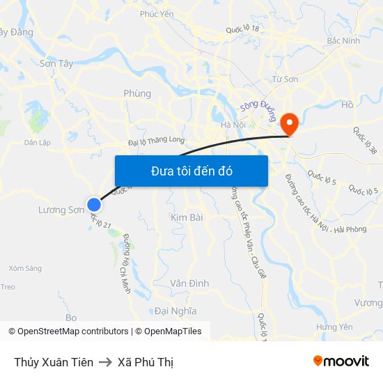 Thủy Xuân Tiên to Xã Phú Thị map