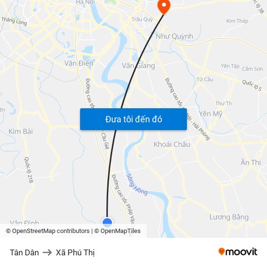 Tân Dân to Xã Phú Thị map