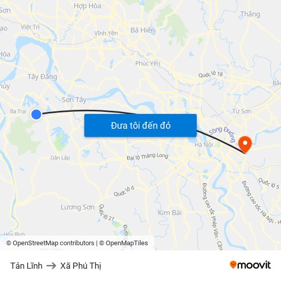 Tản Lĩnh to Xã Phú Thị map