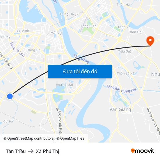 Tân Triều to Xã Phú Thị map