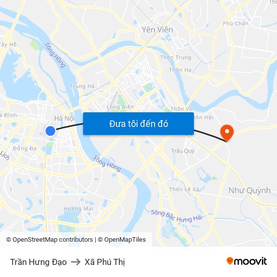 Trần Hưng Đạo to Xã Phú Thị map