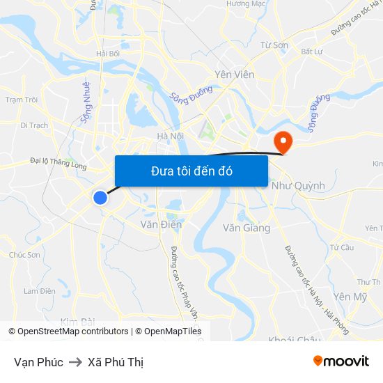 Vạn Phúc to Xã Phú Thị map