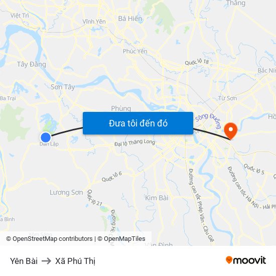 Yên Bài to Xã Phú Thị map