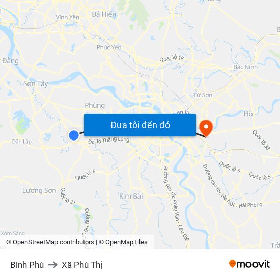 Bình Phú to Xã Phú Thị map