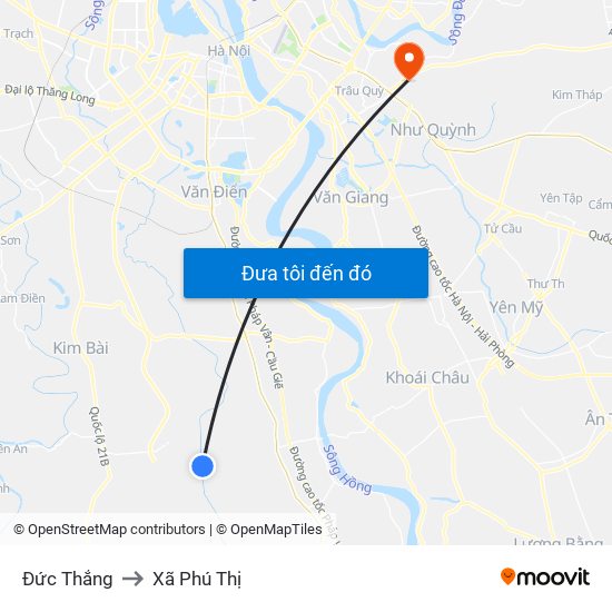 Đức Thắng to Xã Phú Thị map