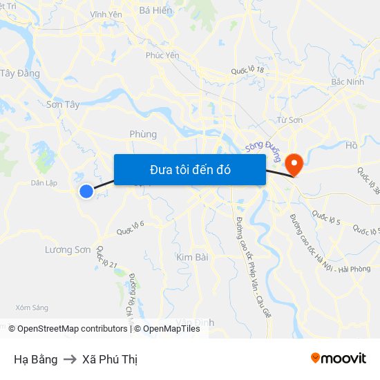 Hạ Bằng to Xã Phú Thị map