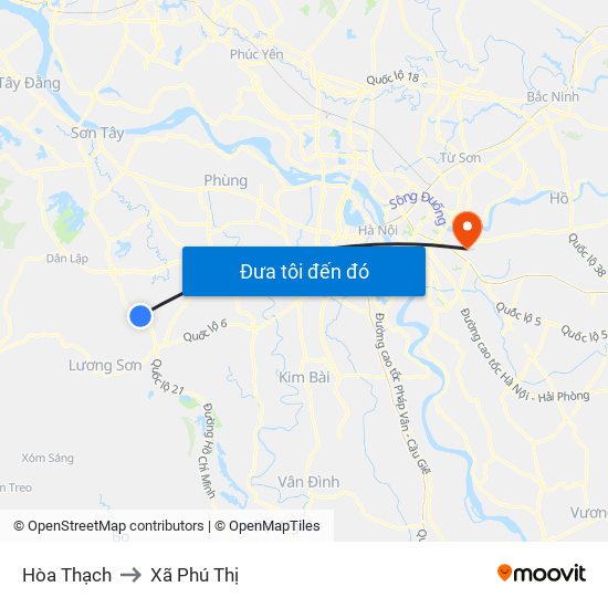 Hòa Thạch to Xã Phú Thị map
