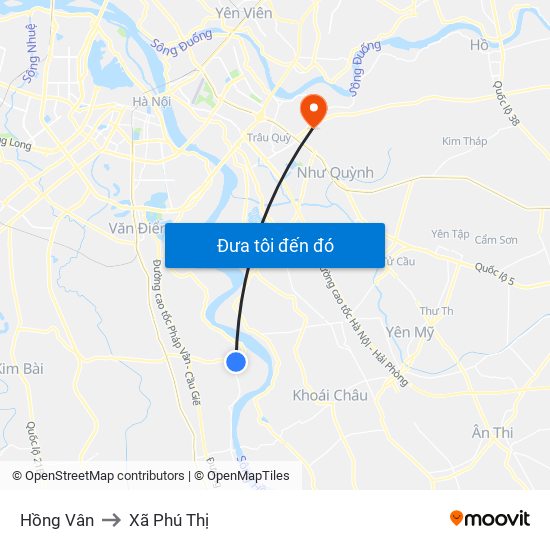 Hồng Vân to Xã Phú Thị map