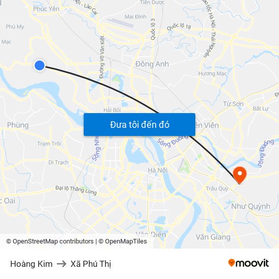 Hoàng Kim to Xã Phú Thị map