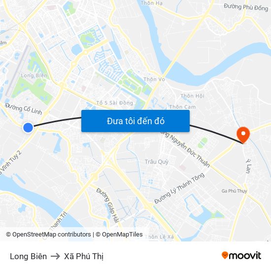 Long Biên to Xã Phú Thị map