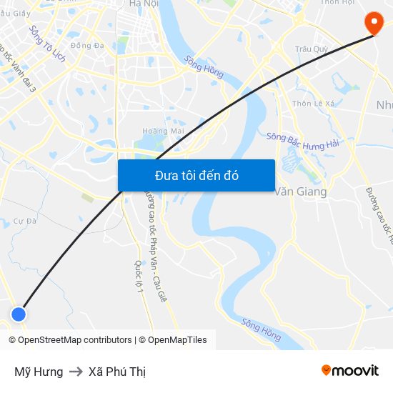 Mỹ Hưng to Xã Phú Thị map