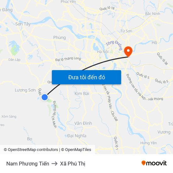 Nam Phương Tiến to Xã Phú Thị map