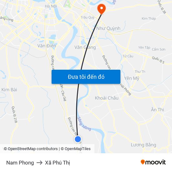 Nam Phong to Xã Phú Thị map
