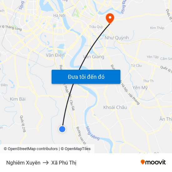 Nghiêm Xuyên to Xã Phú Thị map