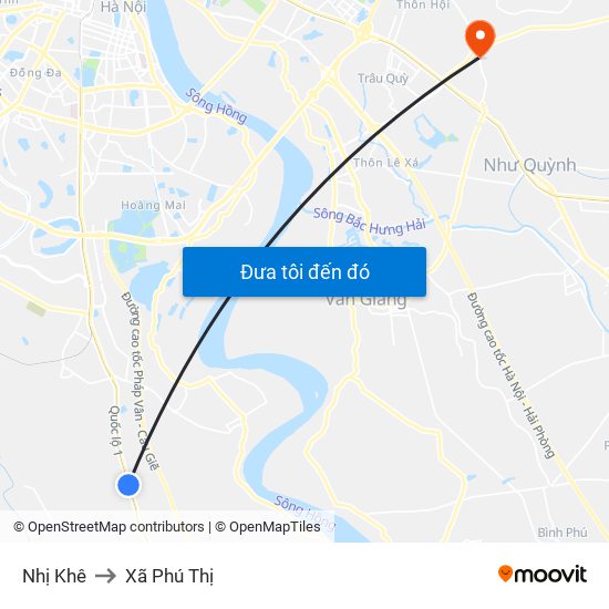 Nhị Khê to Xã Phú Thị map