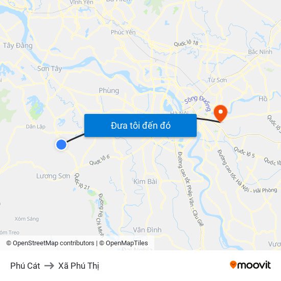 Phú Cát to Xã Phú Thị map