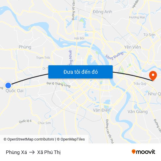 Phùng Xá to Xã Phú Thị map