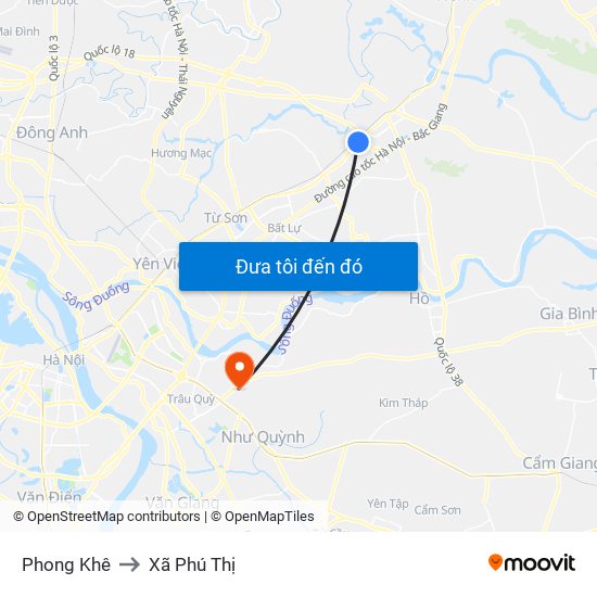 Phong Khê to Xã Phú Thị map