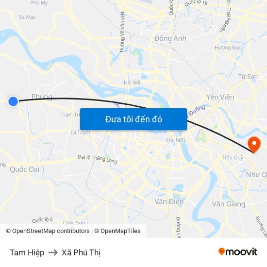 Tam Hiệp to Xã Phú Thị map