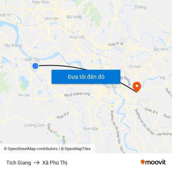 Tích Giang to Xã Phú Thị map
