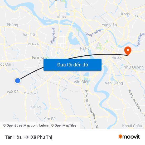 Tân Hòa to Xã Phú Thị map