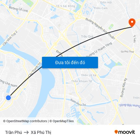 Trần Phú to Xã Phú Thị map