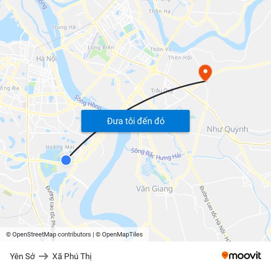 Yên Sở to Xã Phú Thị map