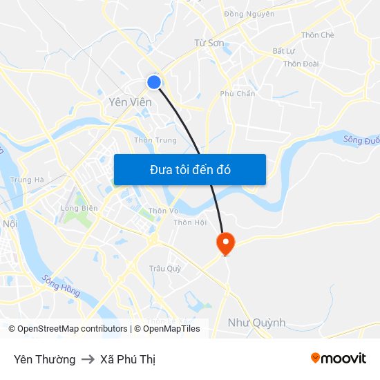 Yên Thường to Xã Phú Thị map