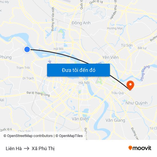 Liên Hà to Xã Phú Thị map